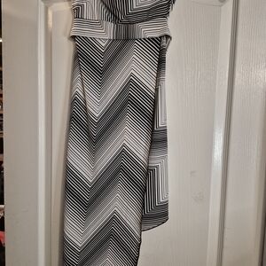 Elegant Asymmetrical Striped Dress